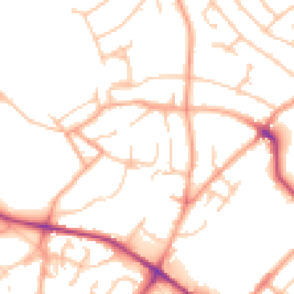 Daytime road noise heatmap for WV6 9AS