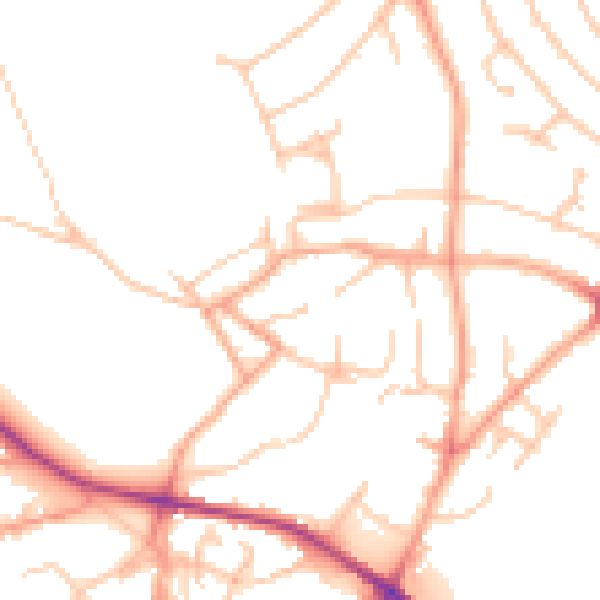 Daytime road noise heatmap for WV6 9AW