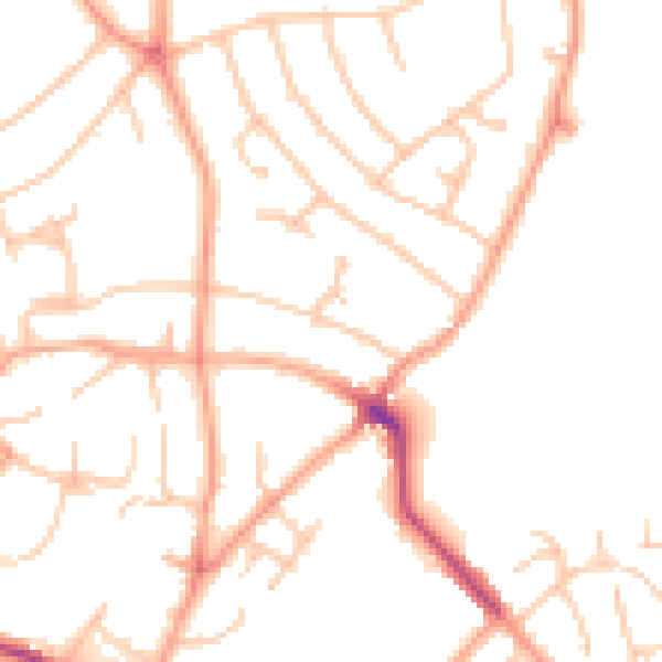 Daytime road noise heatmap for WV6 9EB
