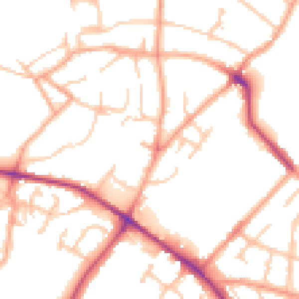 Daytime road noise heatmap for WV6 9LS
