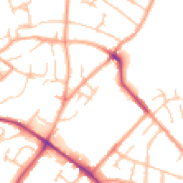Daytime road noise heatmap for WV6 9LY