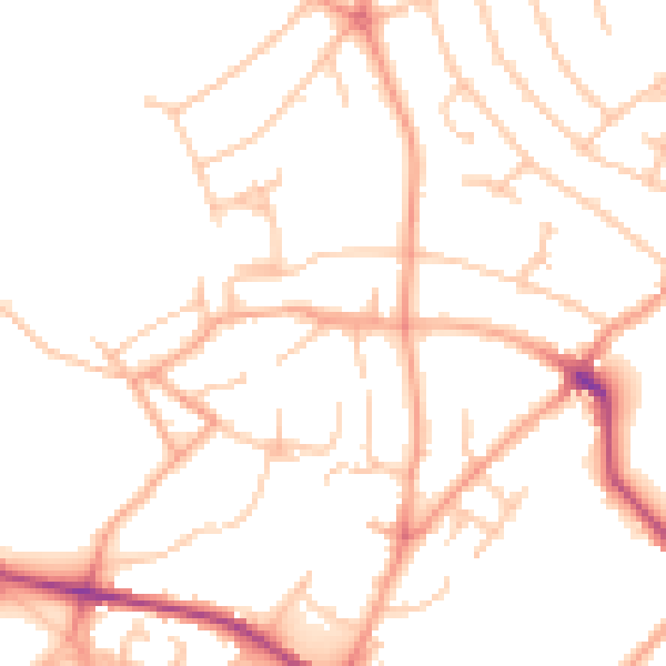 Daytime road noise heatmap for WV6 9PB