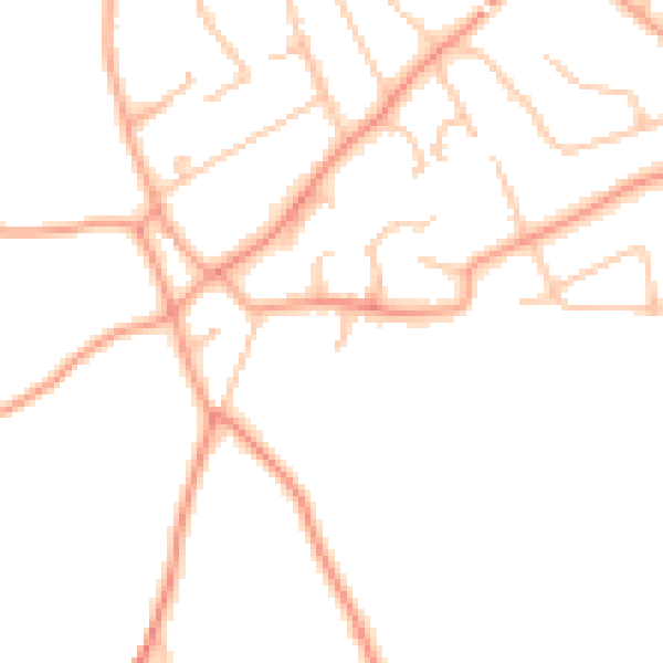 Daytime road noise heatmap for WV8 2BU