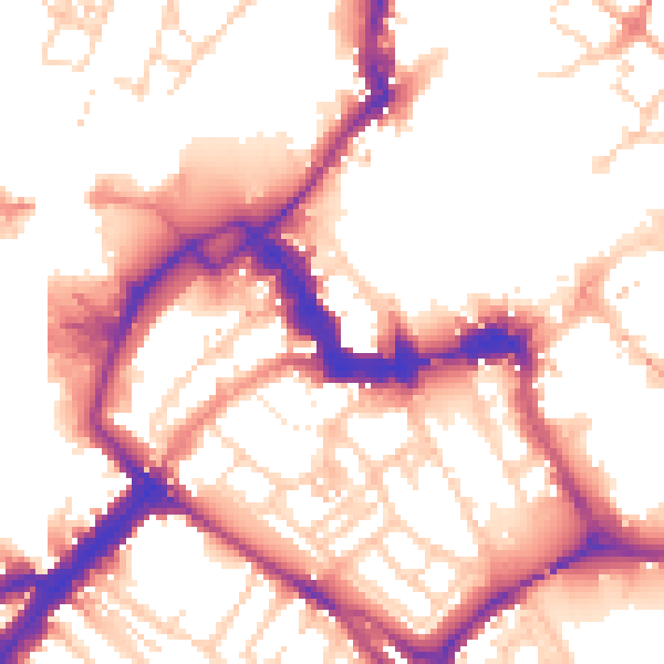 Daytime road noise heatmap for YO1 6AB