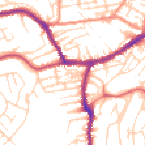 Daytime road noise heatmap for YO12 4AA