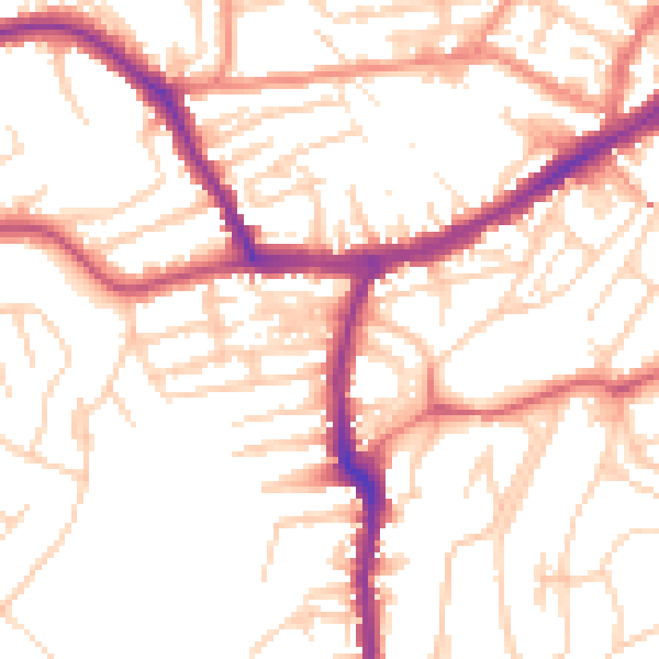 Daytime road noise heatmap for YO12 4AB