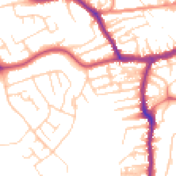 Daytime road noise heatmap for YO12 4AG