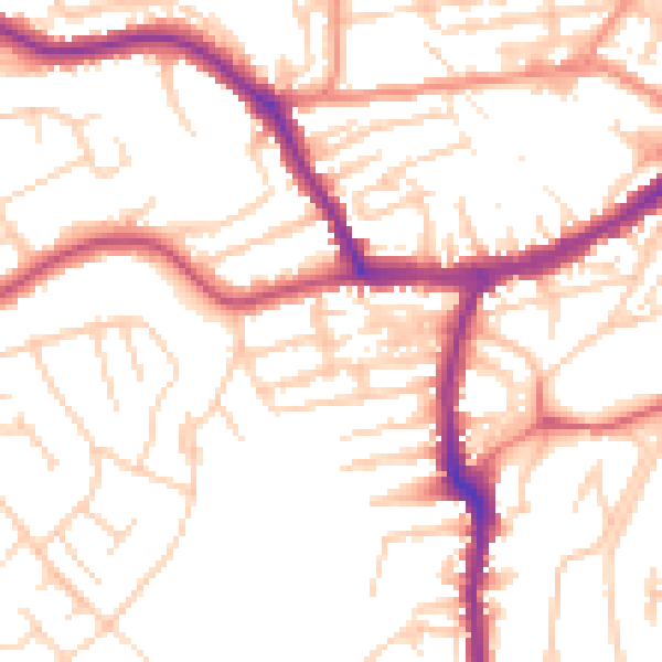 Daytime road noise heatmap for YO12 4AH