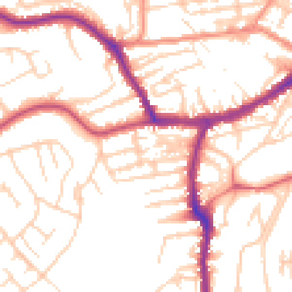 Daytime road noise heatmap for YO12 4AL