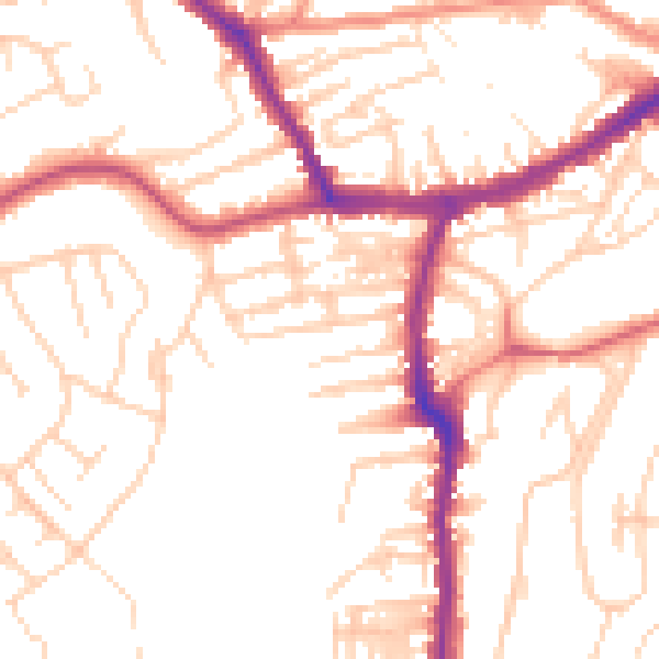 Daytime road noise heatmap for YO12 4AP