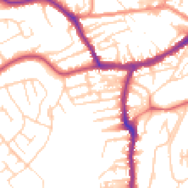 Daytime road noise heatmap for YO12 4AW