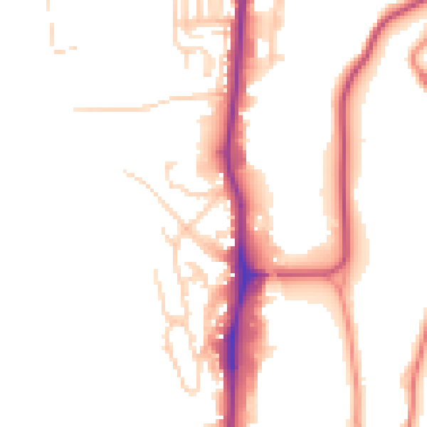 Daytime road noise heatmap for YO12 4BD