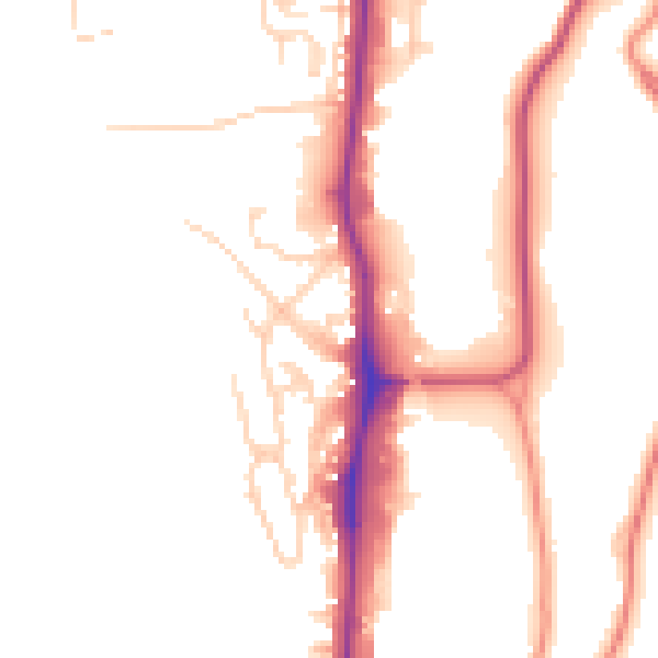 Daytime road noise heatmap for YO12 4BE