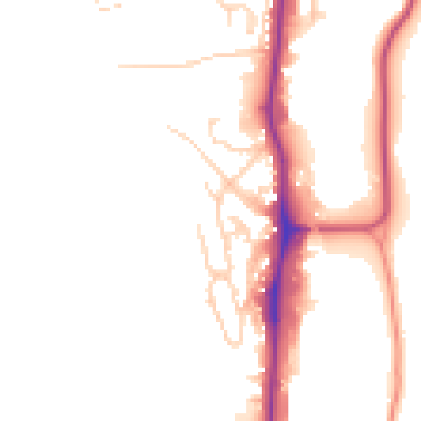 Daytime road noise heatmap for YO12 4BH