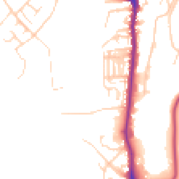 Daytime road noise heatmap for YO12 4BZ