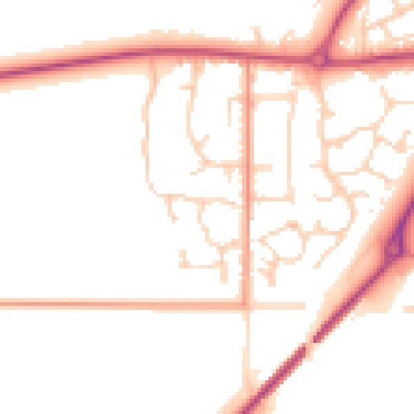 Daytime road noise heatmap for YO12 4LE