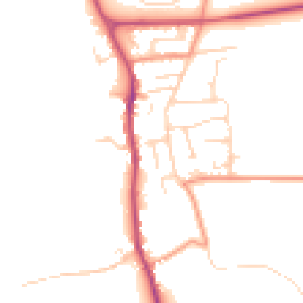 Daytime road noise heatmap for YO12 4QT