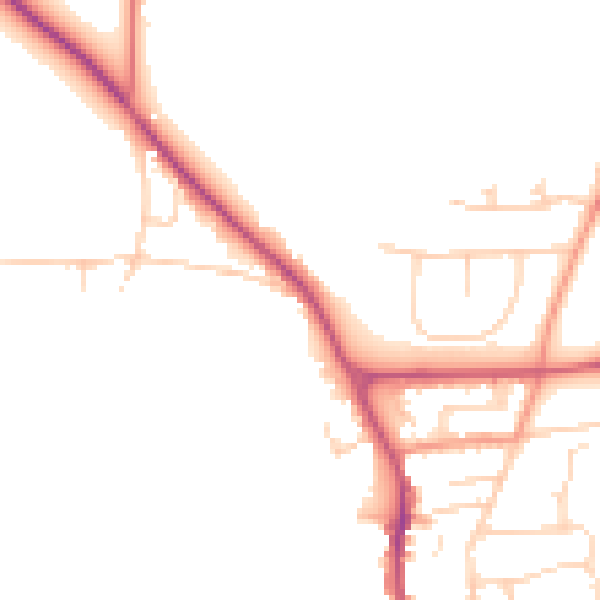 Daytime road noise heatmap for YO12 4RG