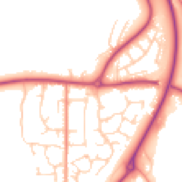 Daytime road noise heatmap for YO12 4TL