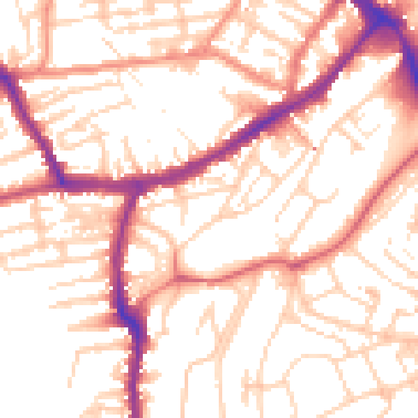 Daytime road noise heatmap for YO12 5AG