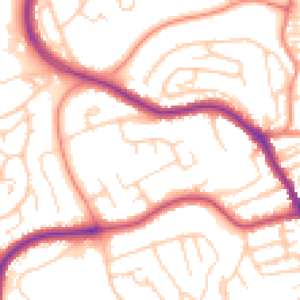 Daytime road noise heatmap for YO12 5DD