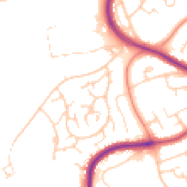 Daytime road noise heatmap for YO12 5DY