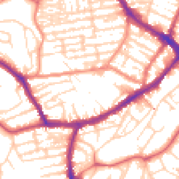 Daytime road noise heatmap for YO12 5ER