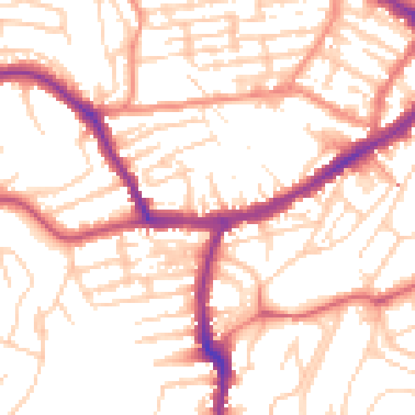 Daytime road noise heatmap for YO12 5EZ