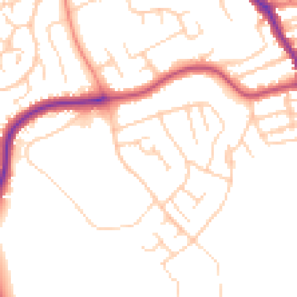 Daytime road noise heatmap for YO12 5LB