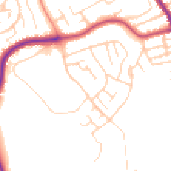 Daytime road noise heatmap for YO12 5LL