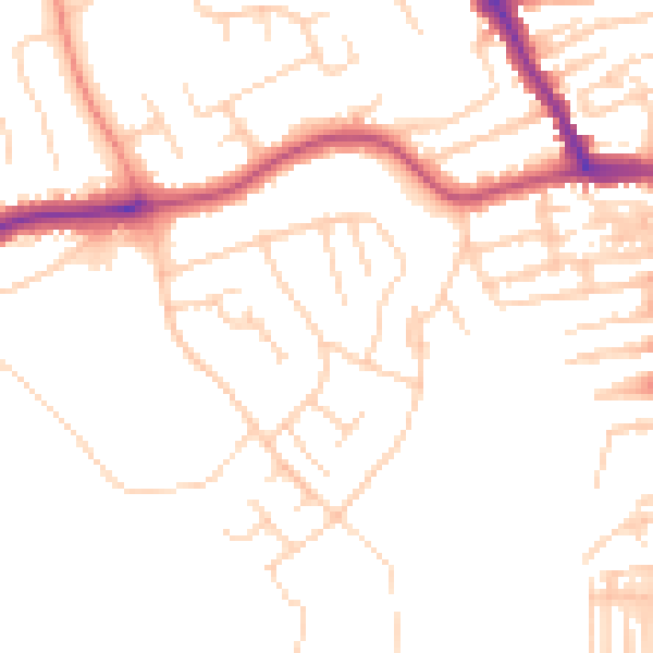 Daytime road noise heatmap for YO12 5LT