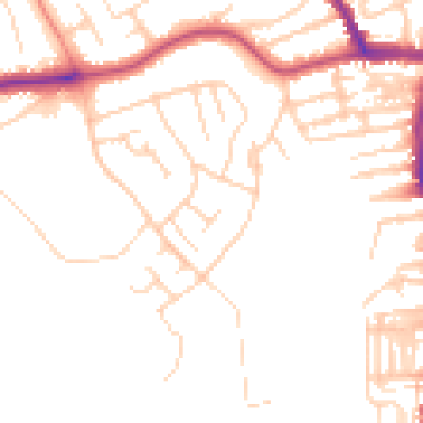 Daytime road noise heatmap for YO12 5LX
