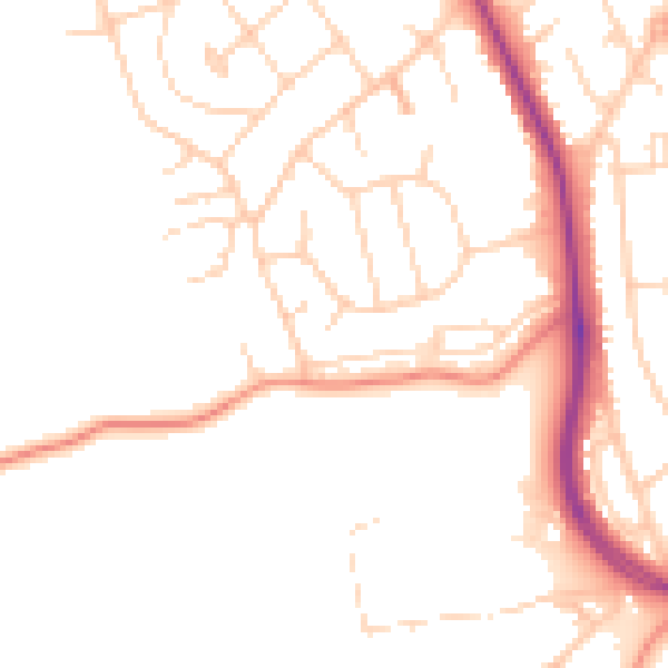 Daytime road noise heatmap for YO12 5PJ