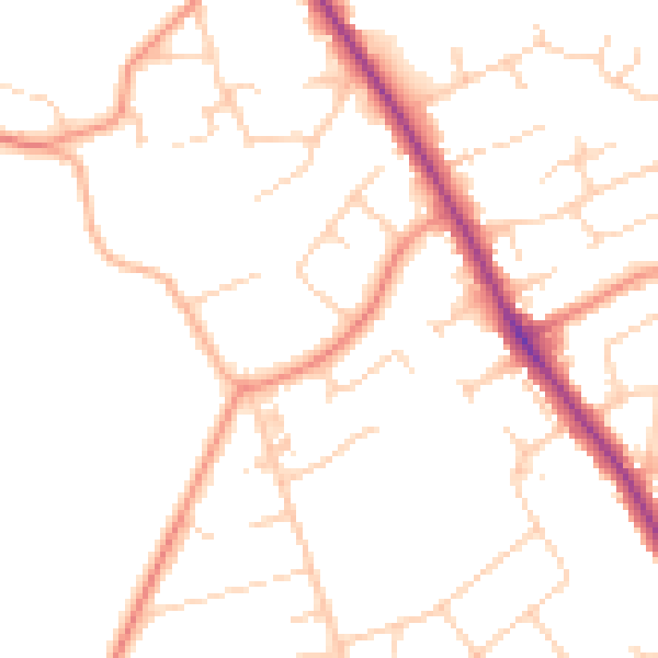 Daytime road noise heatmap for YO12 5RY