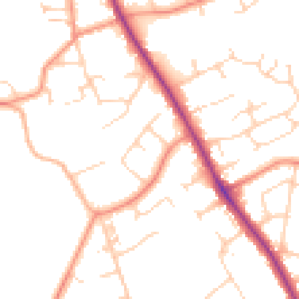 Daytime road noise heatmap for YO12 5SA