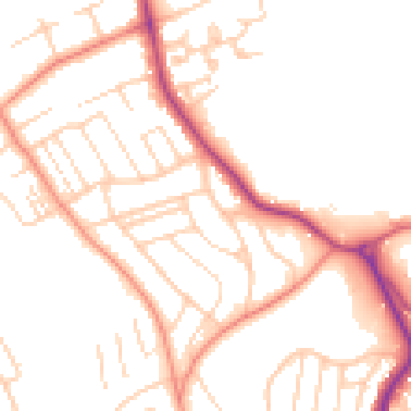 Daytime road noise heatmap for YO12 6AS