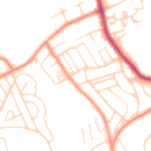 Daytime road noise heatmap for YO12 6DA