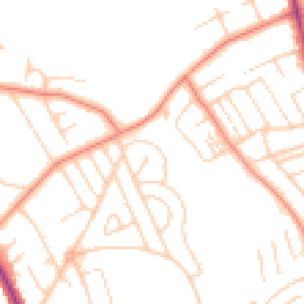 Daytime road noise heatmap for YO12 6HZ