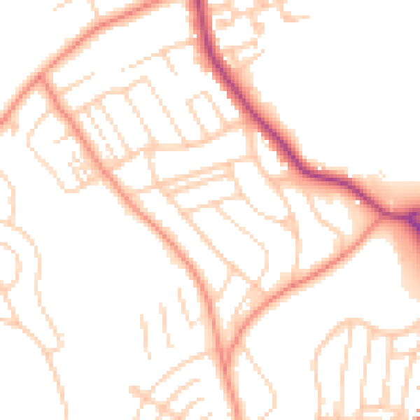 Daytime road noise heatmap for YO12 6JP
