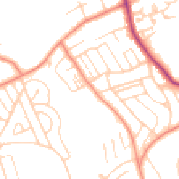 Daytime road noise heatmap for YO12 6LY