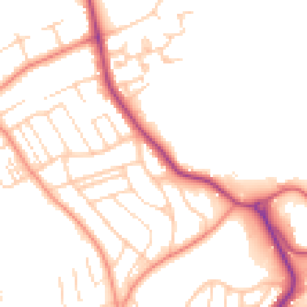 Daytime road noise heatmap for YO12 6PG