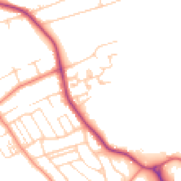 Daytime road noise heatmap for YO12 6QQ
