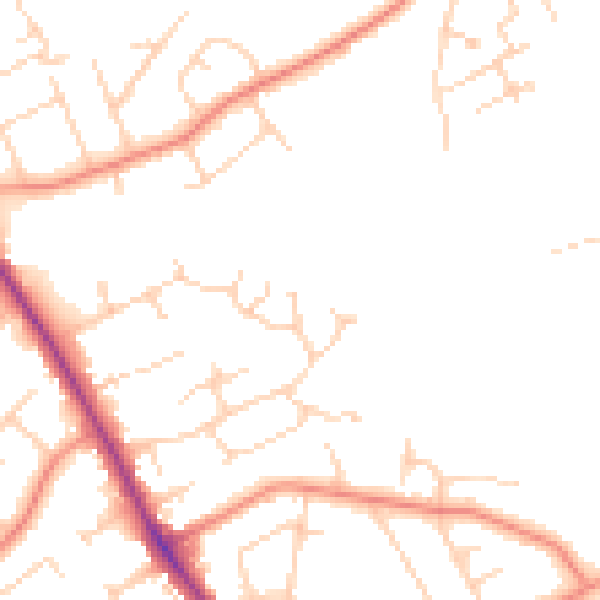 Daytime road noise heatmap for YO12 6UU