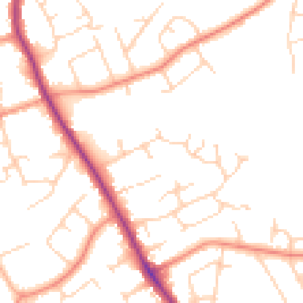 Daytime road noise heatmap for YO12 6UY