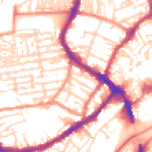 Daytime road noise heatmap for YO12 7AR
