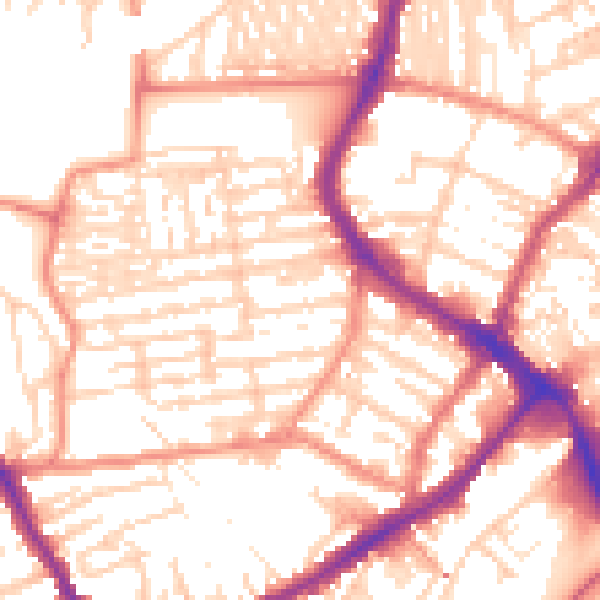 Daytime road noise heatmap for YO12 7BN