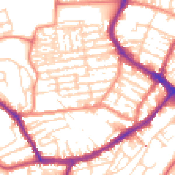 Daytime road noise heatmap for YO12 7DE