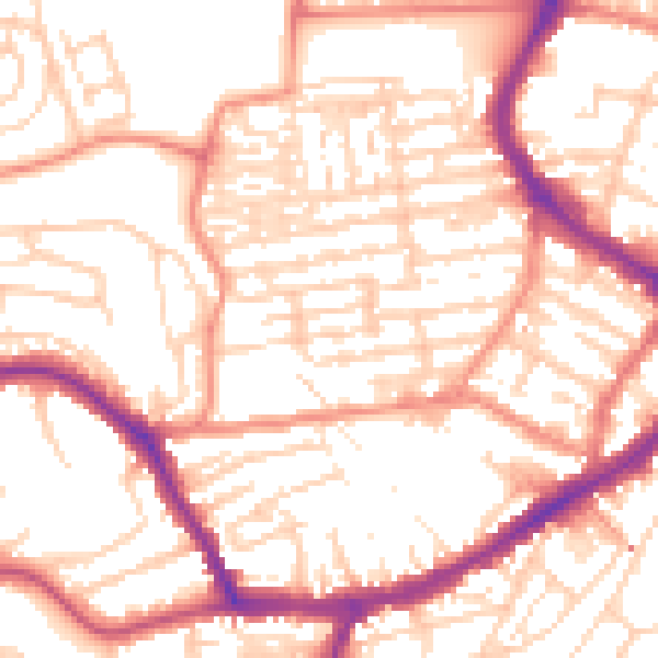 Daytime road noise heatmap for YO12 7DH