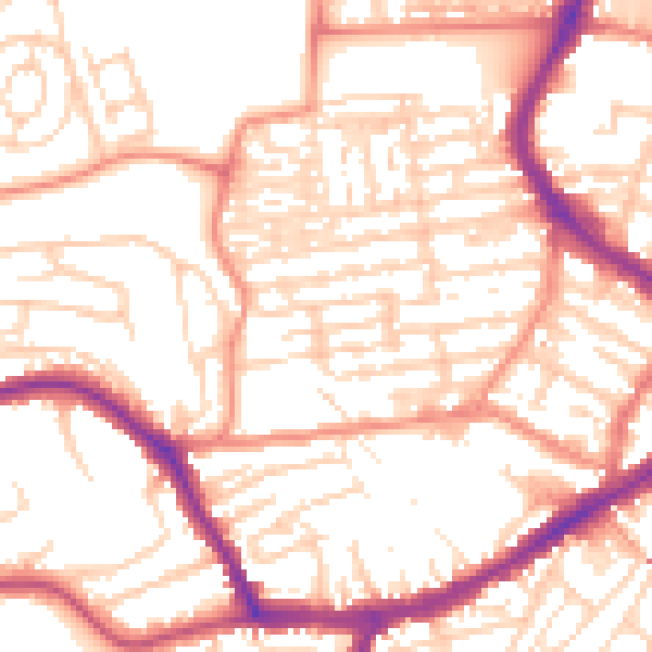 Daytime road noise heatmap for YO12 7DL