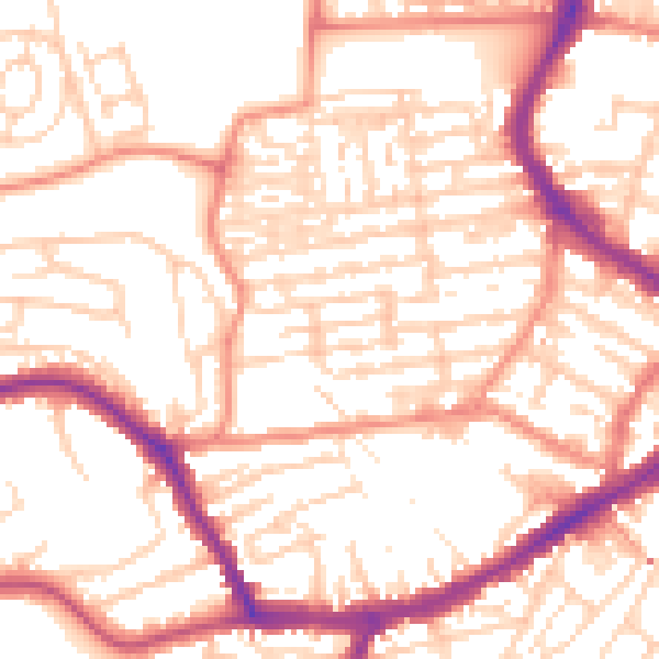 Daytime road noise heatmap for YO12 7DN